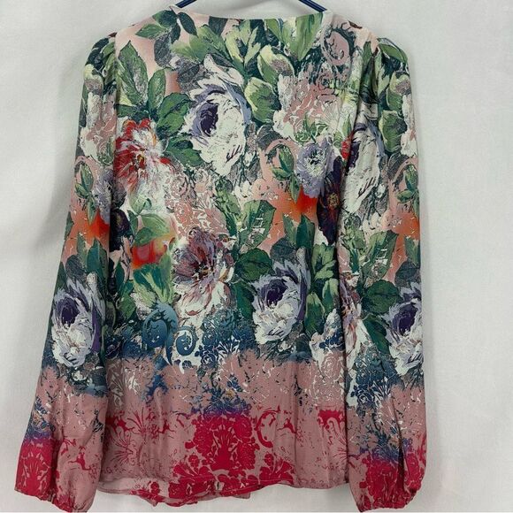 Sundance 100% Silk Sugarplum Garden Blouse Women’s XS Colorful Long Sleeve Top - Picture 6 of 11